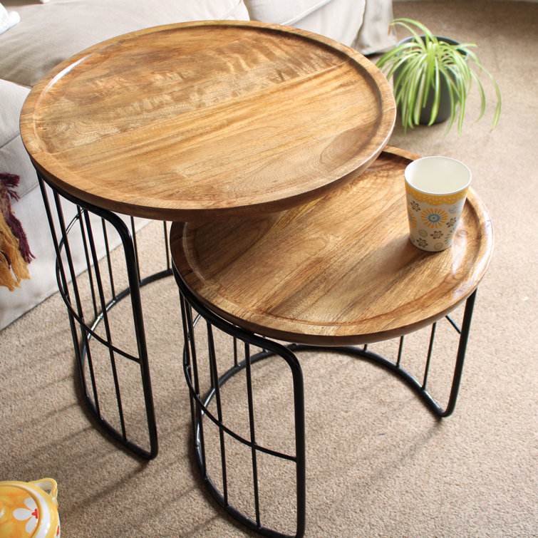 Williston Solid Wood Metal Nest Of Table Wayfair.co.uk